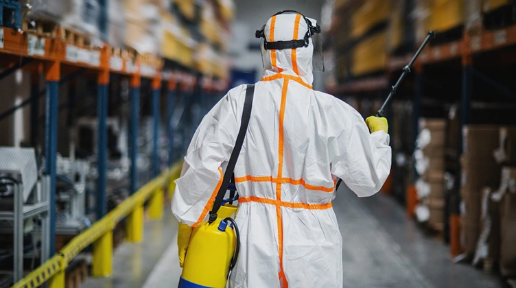 Certified industrial hygienist testing air quality on a job site